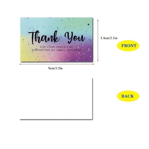 Thank You Business Cards 100 Supporting My Small Business Multi Color Sales - Picture 3 of 3